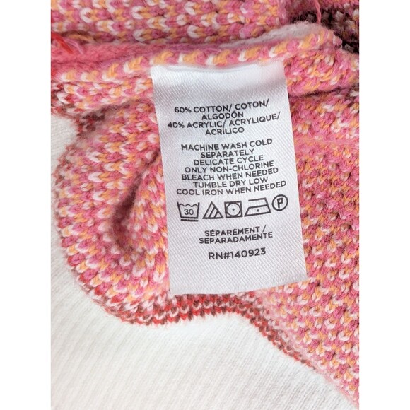 Loft Wavy Stripe Pink White Scoop Neck Knit Sweater Tank Top Blouse Size XL - Picture 5 of 5